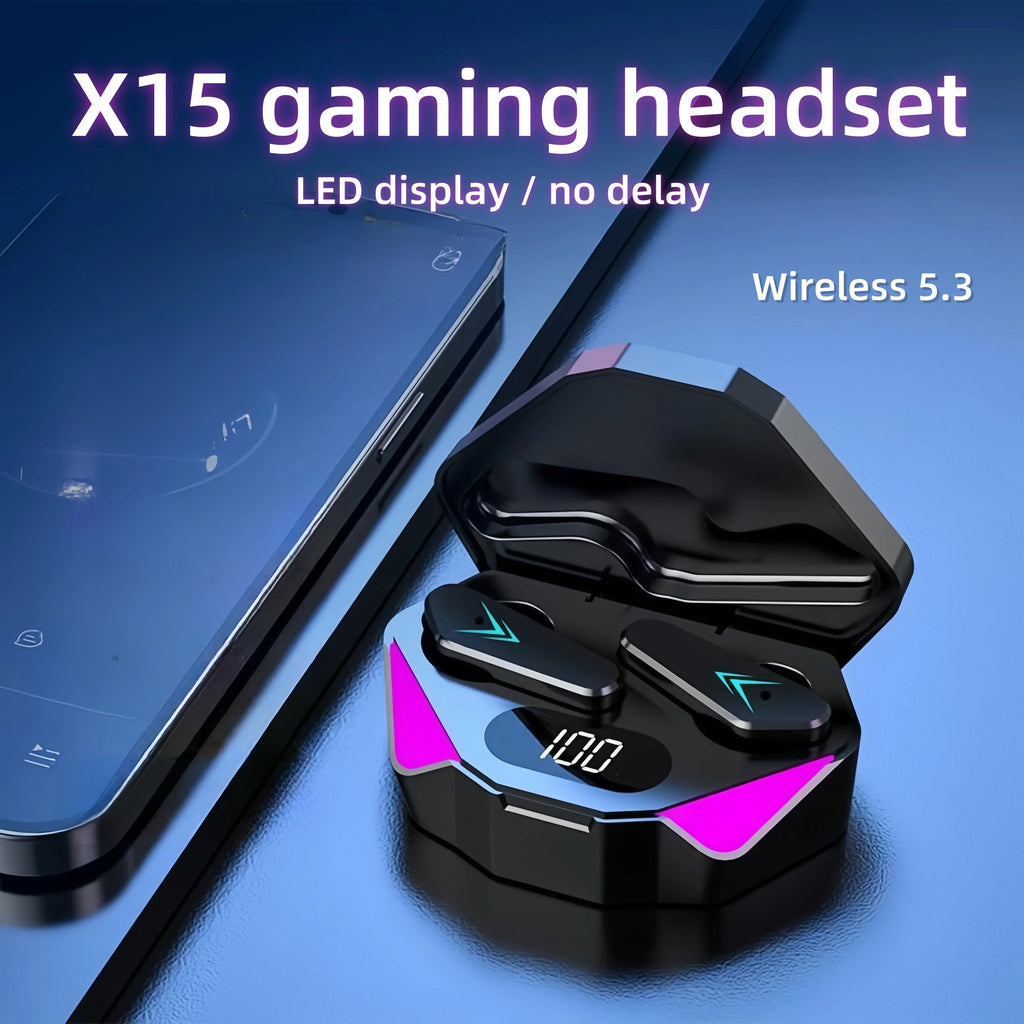 Audífonos inalámbricos con cancelación de ruido, Audifonos gamer con micrófono, X15 TWS Wireless Bluetooth Luz LED